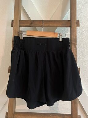 P'tula Black Women's Athletic Shorts with Elastic Waist